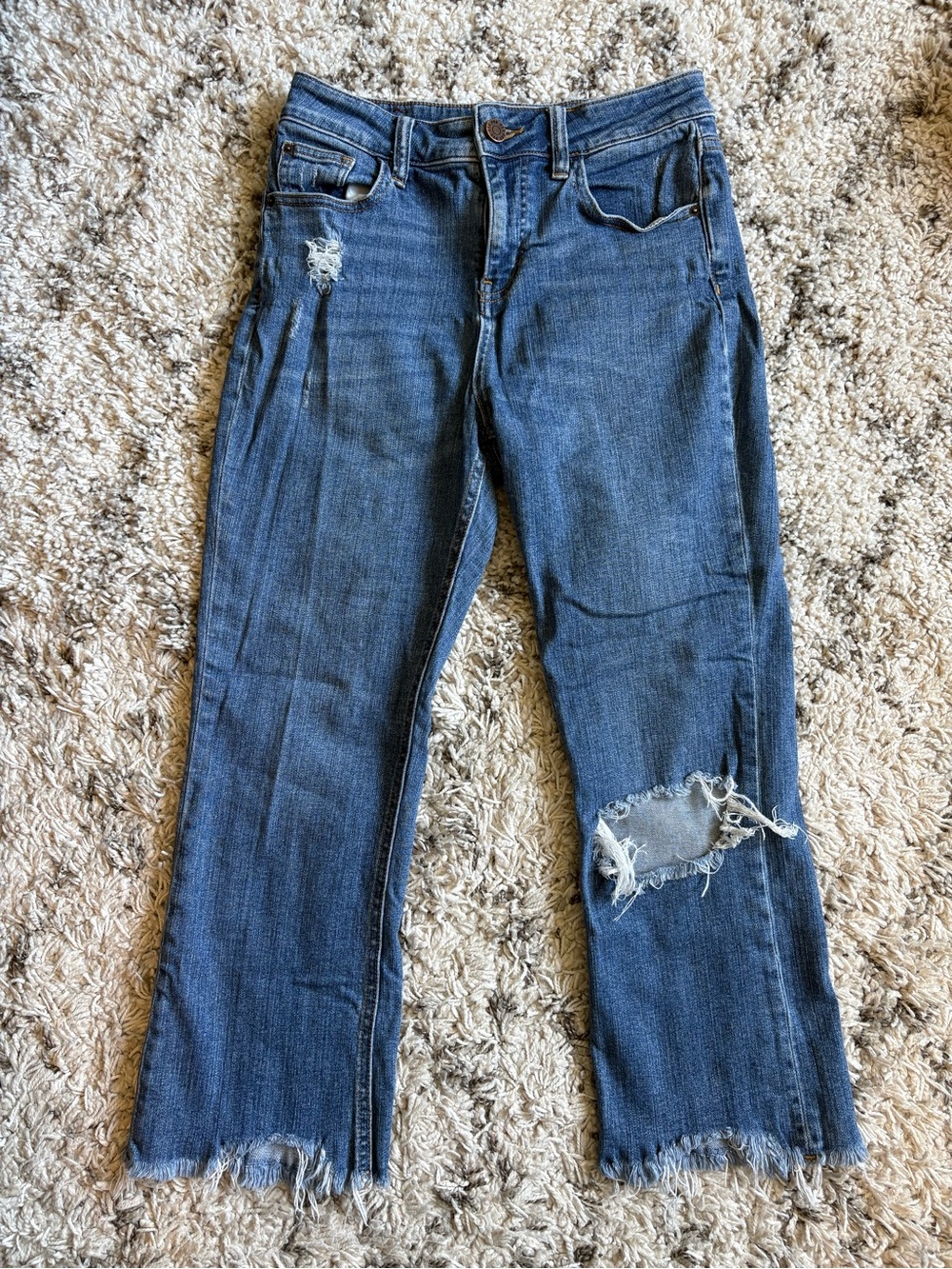 BDG Women's Cropped Distressed Blue Jeans